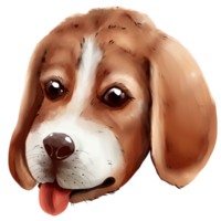 cute beagle head paint style PNG