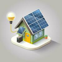 inteligente hogar con solar paneles 3d vector ilustración