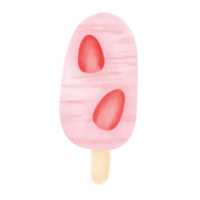 Pink Ice cream with piece of strawberries png