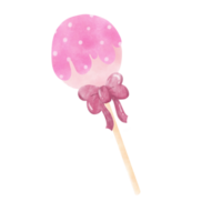 Sweet cute pink lollipop on stick With bow or ribbon png