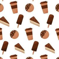 cake ice cream donut coffee brown pattern vector