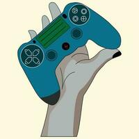 Hands-holding gaming controller joystick vector illustration