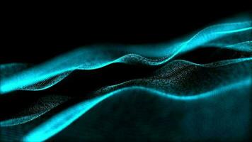 3D abstract digital technology animated blue light particles on black background. video