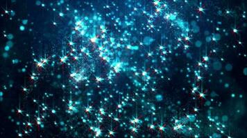 3D abstract digital technology animated star blue light particles on red background. video