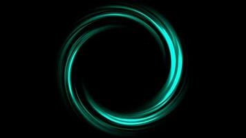 3D abstract digital technology animated circle green light on black background. video