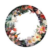 Round flower frame, Round flower frame , Round Frame with colorful flower png