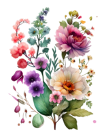 waterverf bloem, waterverf bloem png, waterverf kleurrijk voorjaar bloemen wit achtergrond ai gegenereerd, bloem PNG achtergrond