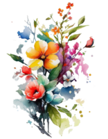 fiori, acquerello fiori png, acquerello colorato primavera fiori trasparente sfondo ai generato png