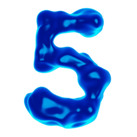 Number 5 Blue 3D Render png