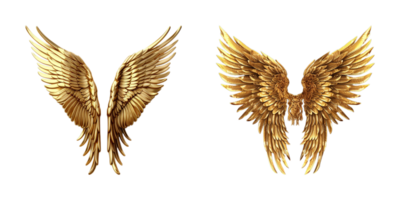3d gouden Vleugels reeks transparant achtergrond, PNG het dossier - ai generatief artwork