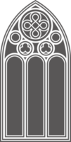 gotisch kerk venster. architectuur boog met glas. oud kasteel en kathedraal kader. middeleeuws gebrandschilderd interieur ontwerp. wijnoogst illustratie png