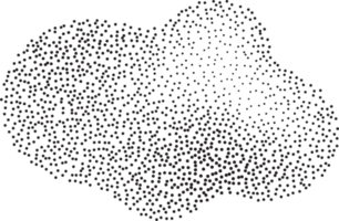 abstrato meio-tom forma com fluido gradiente pontos. líquido pontilhado grunge mancha com gradação. granulado aleatória sombreamento elemento png