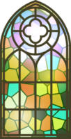 Gotico macchiato bicchiere finestra. Chiesa medievale arco. cattolico Cattedrale mosaico telaio. vecchio architettura design png