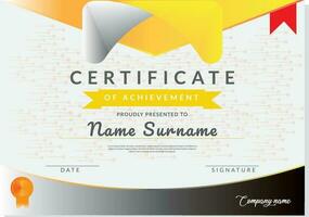 A4 size Certificate Template with black and yellow color shape. suitable for Office Award vector