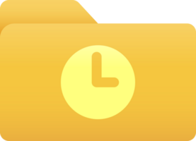 Folder with analog clock symbol, Folder icon. png