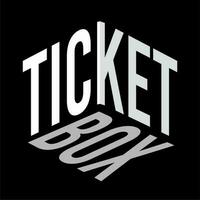 Icon logo and text of TICKET BOX in a 3D box, isolated on black background. vector