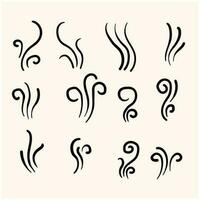 hand drawn Aromas vaporize icons. Smells vector line icon set, hot aroma, stink or cooking steam symbols, smelling or vapor, smoking or odors signs doodle