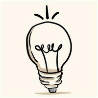 Black and white light bulb using doodle art on cream background vector