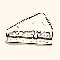 Doodle slice cake with sprinkles and cream background vector