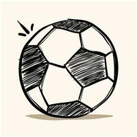 soccer ball icon in doodle style witht background cream vector