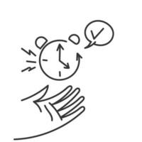 hand drawn doodle person hand showing clock icon for success delivery concept vector