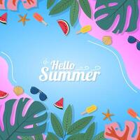 Hello summer with ornament background vector