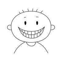 Cute stick smiling boy face. Vector illustration in doodle style isolated on white