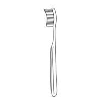 Toothbrush Outline Icon. Tooth Care Equipment Line Sketch. Dental Hygiene Accessory Symbol. vector