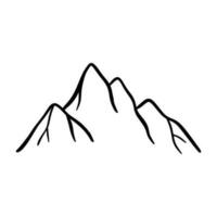 Mountain ranges silhouette sketch. Vector illustration isolated on white background. Doodle drawing landscape