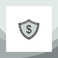 finance shield icon, bank shield symbol, finance, shield illustration with money icon in the middle vector