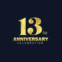 13 aniversario logo diseño, dorado aniversario logo. 13 aniversario plantilla, 13 aniversario celebracion vector