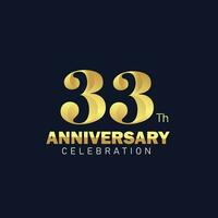 33th anniversary logo design, golden anniversary logo. 33th anniversary template, 33th anniversary celebration vector