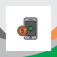 handpone icono y monedas símbolo de dinero, financiero ilustración en el formar de móvil bancario en el formar de un handpone y monedas y verde flechas vector