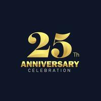 25 aniversario logo diseño, dorado aniversario logo. 25 aniversario plantilla, 25 aniversario celebracion vector