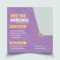 We are Hiring Social Media Post Template vector