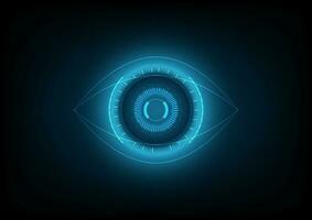Cyber blue eye vector background. Innovative technology of future. Virtual reality scientific background