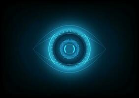 Cyber blue eye vector background. Innovative technology of future. Virtual reality scientific background