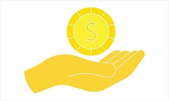 Dollar with hand icon vector