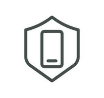 Smartphone protection related icon outline and linear vector. vector