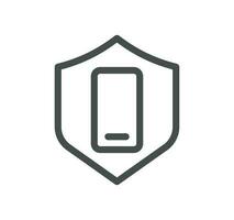 Smartphone protection related icon outline and linear vector. vector