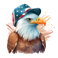 acuarela contento linda patriótico águila con americano bandera imprimir, cuarto 4to de julio independencia día EE.UU, aislado. generativo ai png