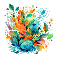 Watercolor abstract nature, the organic beauty of swirling pattern and vibrant colors in nature's tapestry, isolated background. png