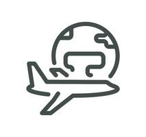 Delivery and world travel related icon outline and linear vector. vector