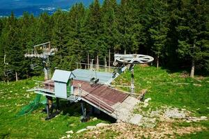 Mountains with open cable cars lift, Karpacz, Poland photo