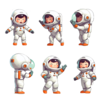 peu explorateurs mignonne petit fille astronautes embarquer sur cosmique aventures png