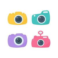 day photography cameras colored set of elements vector