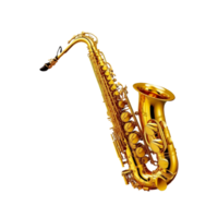 Saxophone isolated on transparent generative ai png