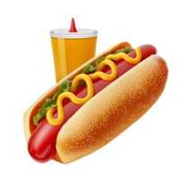 AI generative 3d render illustration of american hot dog with mustard png