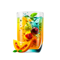 glas av orange juice med frukt ai generativ png