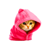 A cute little kitten in a pink knitted png